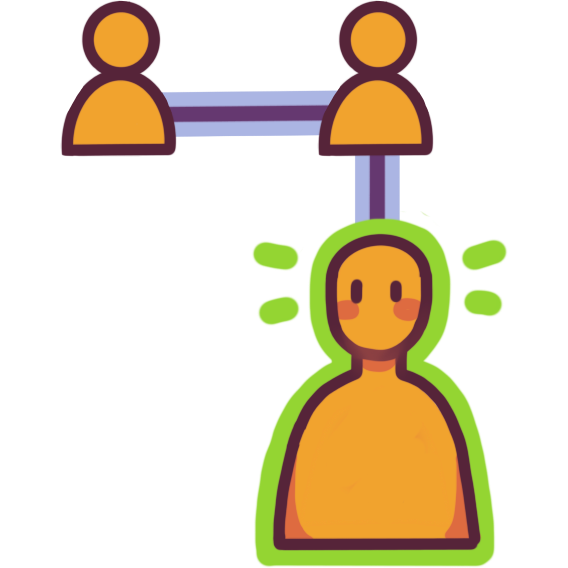 Two siblings and one child are linked, and the child is highlighted in green.